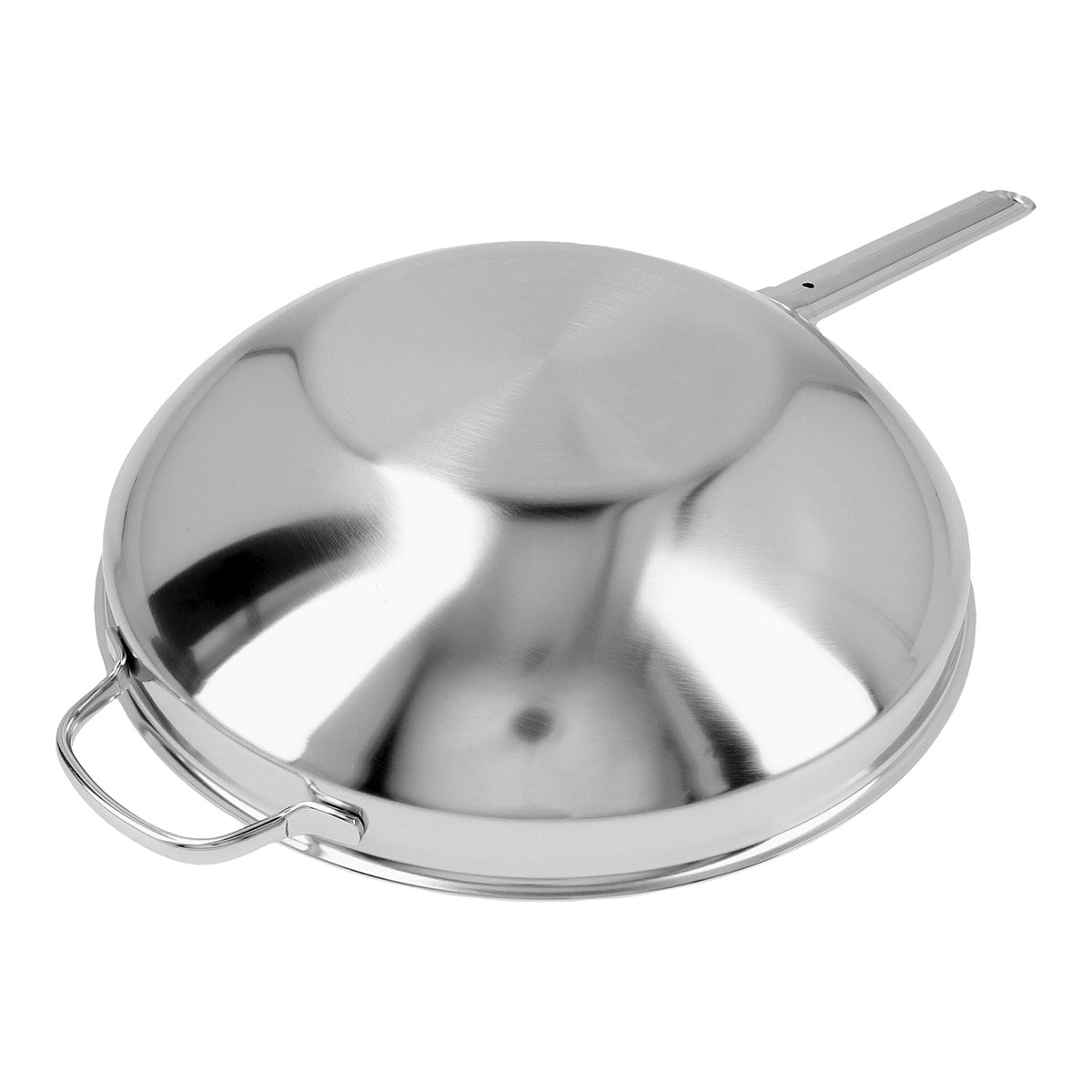 36cm Wok med flat bunn, ekstra håndtak, 6,0l, 18/10 rustfrit stål - DEMEYERE APOLLO 7 - WOK - Me & Max AS