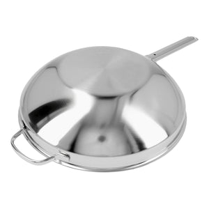 36cm Wok med flat bunn, ekstra håndtak, 6,0l, 18/10 rustfrit stål - DEMEYERE APOLLO 7 - WOK - Me & Max AS