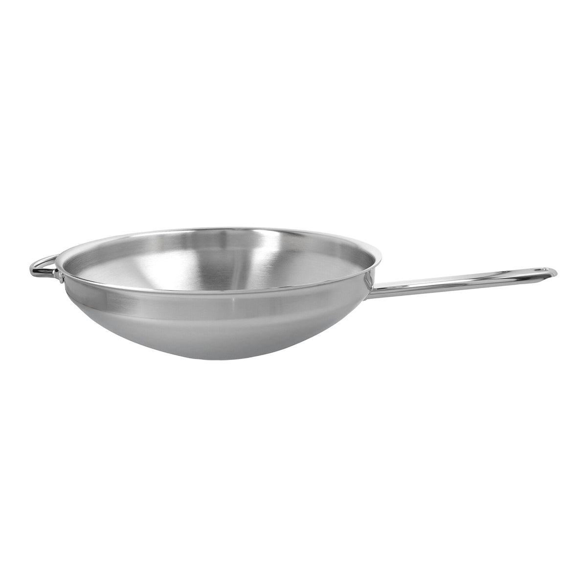 36cm Wok med flat bunn, ekstra håndtak, 6,0l, 18/10 rustfrit stål - DEMEYERE APOLLO 7 - WOK - Me & Max AS
