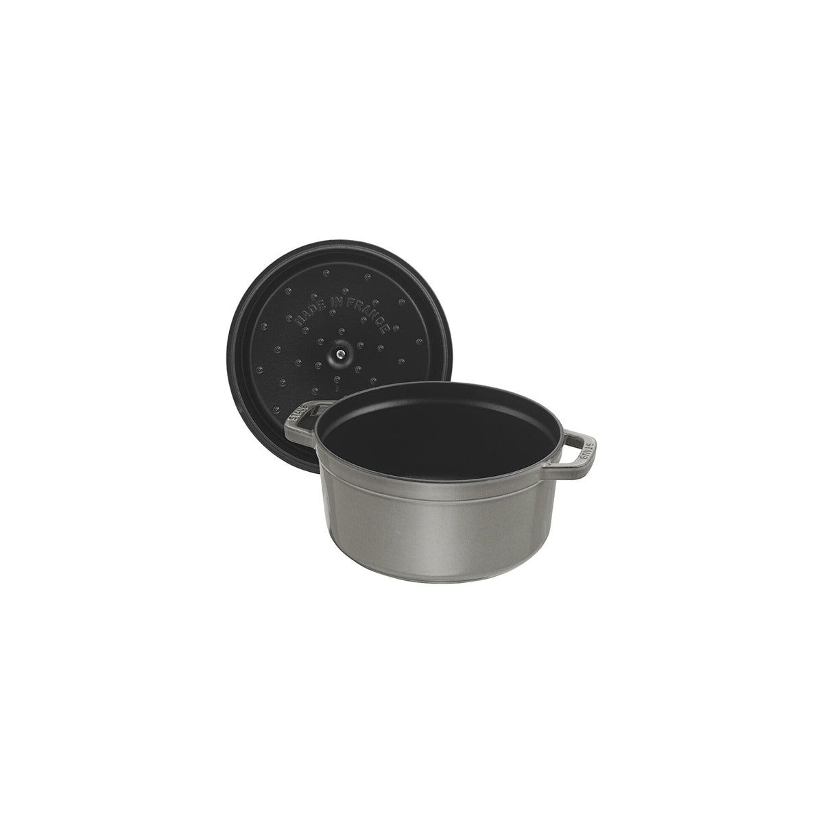 Cocotte Gryte 10cm / 0,25l, Rund, Grafittgrå, Støpejern - STAUB 🇫🇷 - GRYTE - Me & Max AS