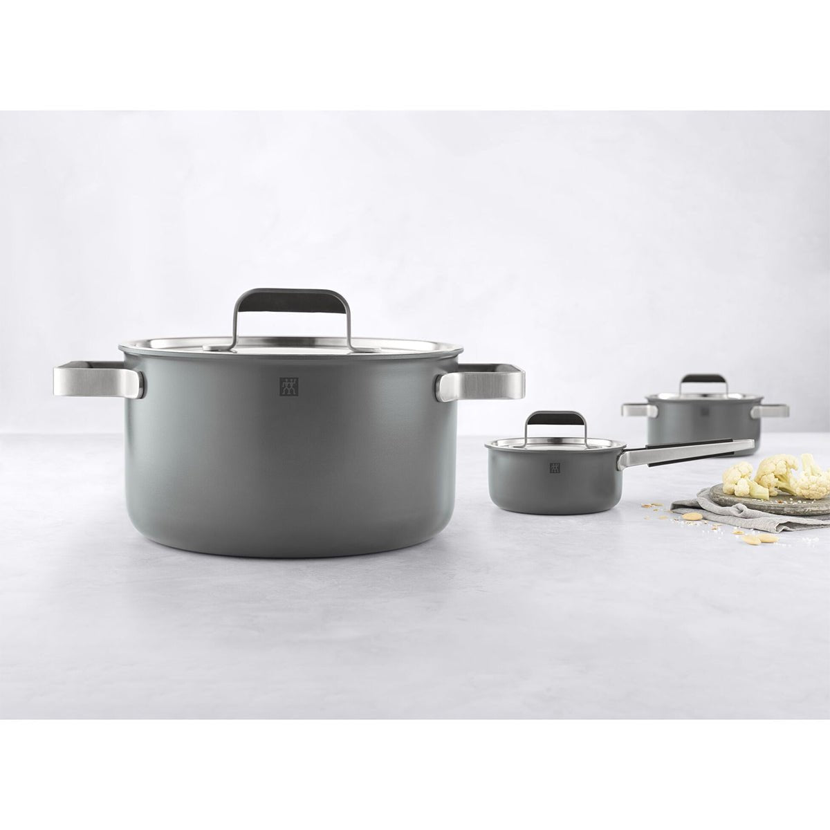 Grytesett, 3 stk, 18/10 rustfritt stål, grå - ZWILLING PURE - GRYTESETT - Me & Max AS