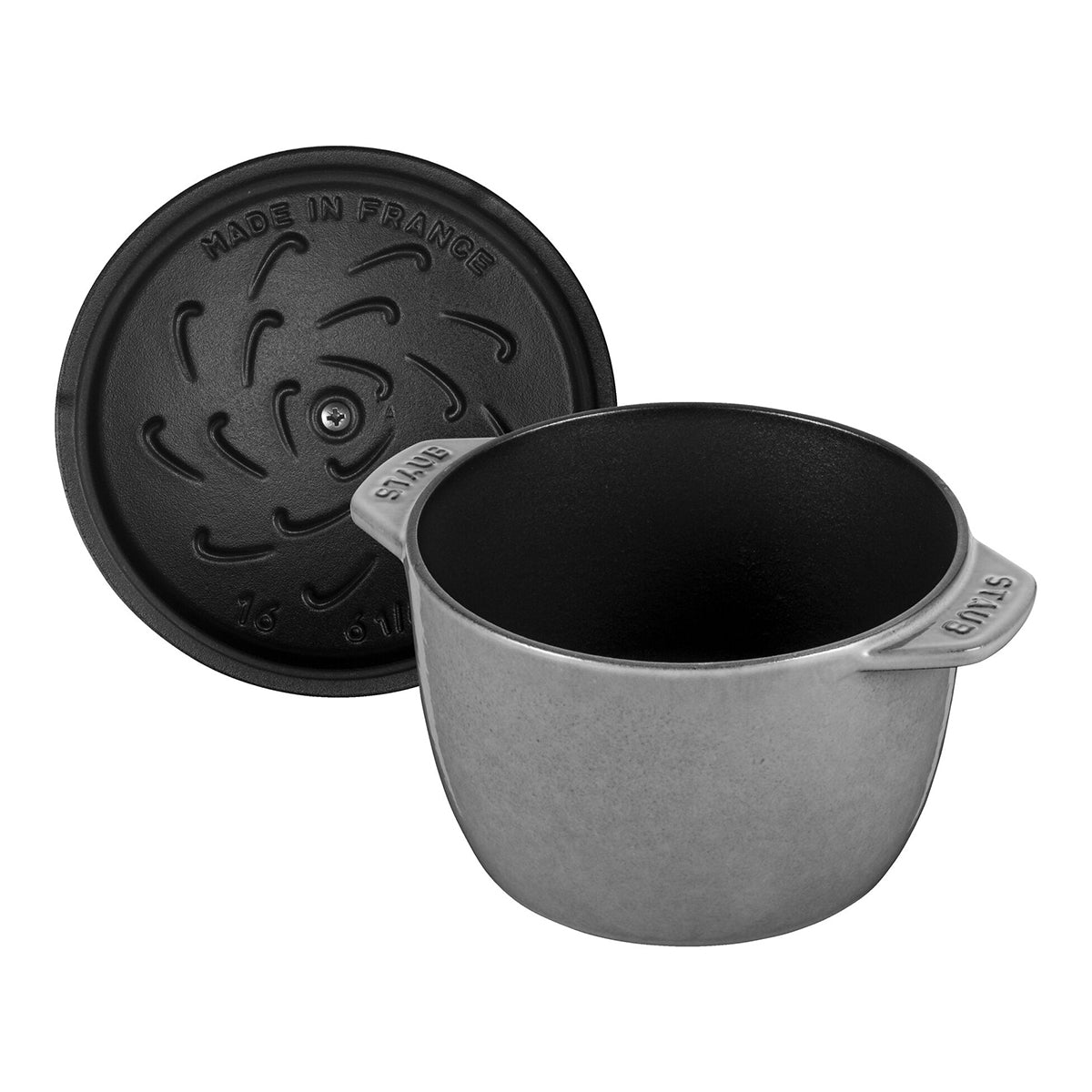 Ris - Cocotte 16cm / 1,7l, Rund, grafittgrå, Støpejern - STAUB 🇫🇷 - GRYTE - Me & Max AS