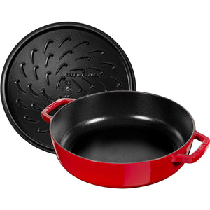 Sautepanne Chistera 24 cm / 2,4l, rund, Kirsebærrød, støpejern - STAUB 🇫🇷 - GRYTE - Me & Max AS
