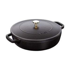 Sautepanne Chistera 24 cm / 2,4l, rund, Svart, støpejern - STAUB 🇫🇷 - GRYTE - Me & Max AS