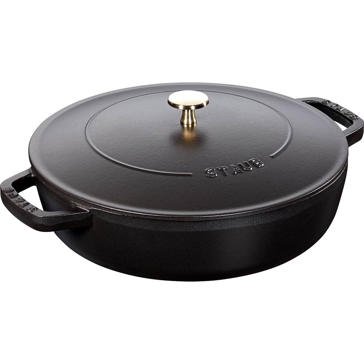 Sautepanne Chistera 28 cm / 3.7l, rund, Svart, støpejern - STAUB 🇫🇷 - GRYTE - Me & Max AS