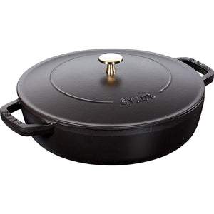 Sautepanne Chistera 28 cm / 3.7l, rund, Svart, støpejern - STAUB 🇫🇷 - GRYTE - Me & Max AS