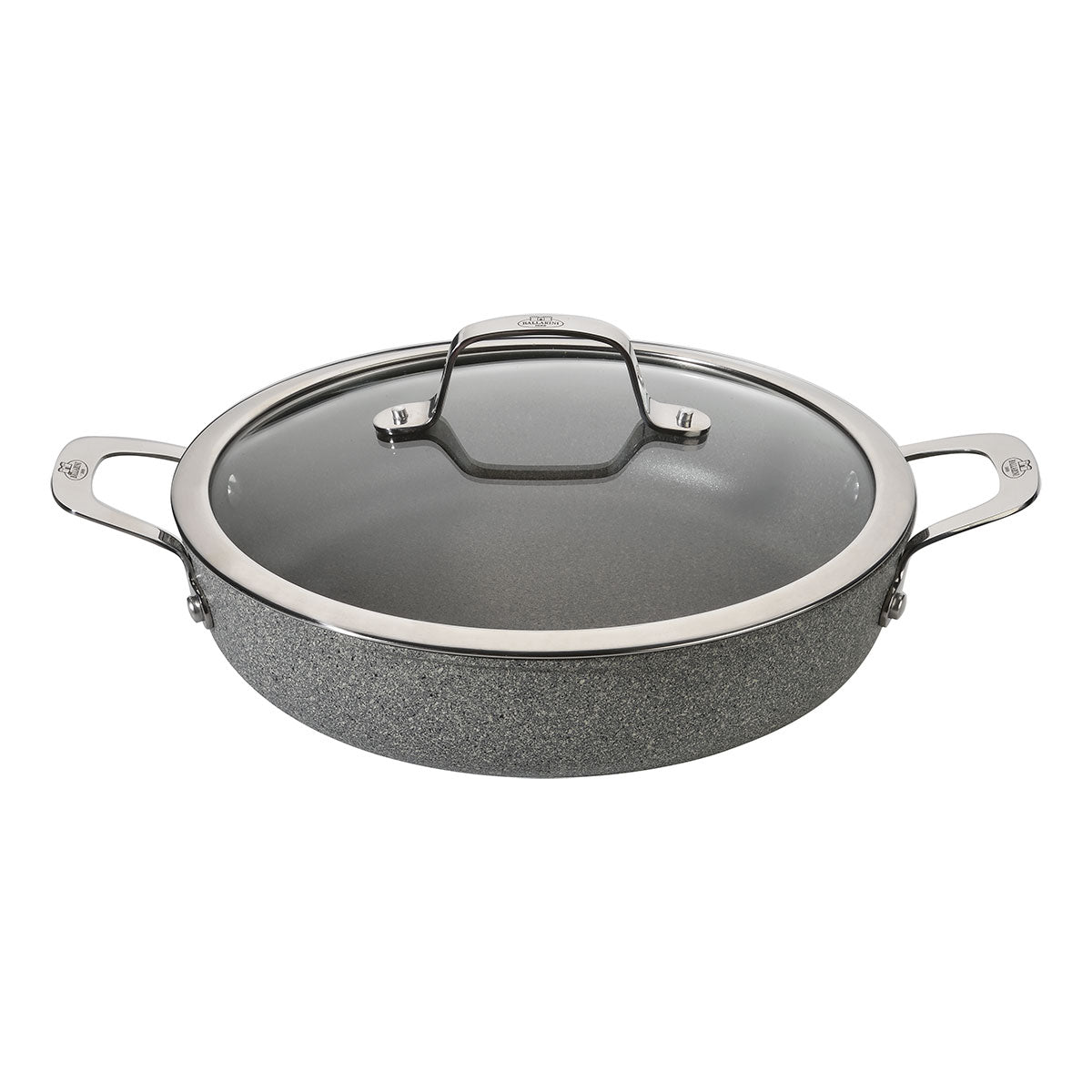 Traktørpanne med 2 håndtak og lokk, 28cm, aluminium, titanforsterket keramisk - BALLARINI SALINA - STEKEPANNE - Me & Max AS