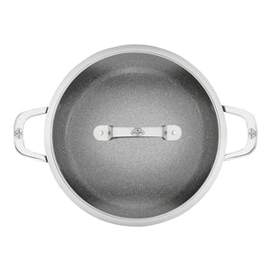 Traktørpanne med 2 håndtak og lokk, 28cm, aluminium, titanforsterket - BALLARINI SALINA CERAMIC - STEKEPANNE - Me & Max AS