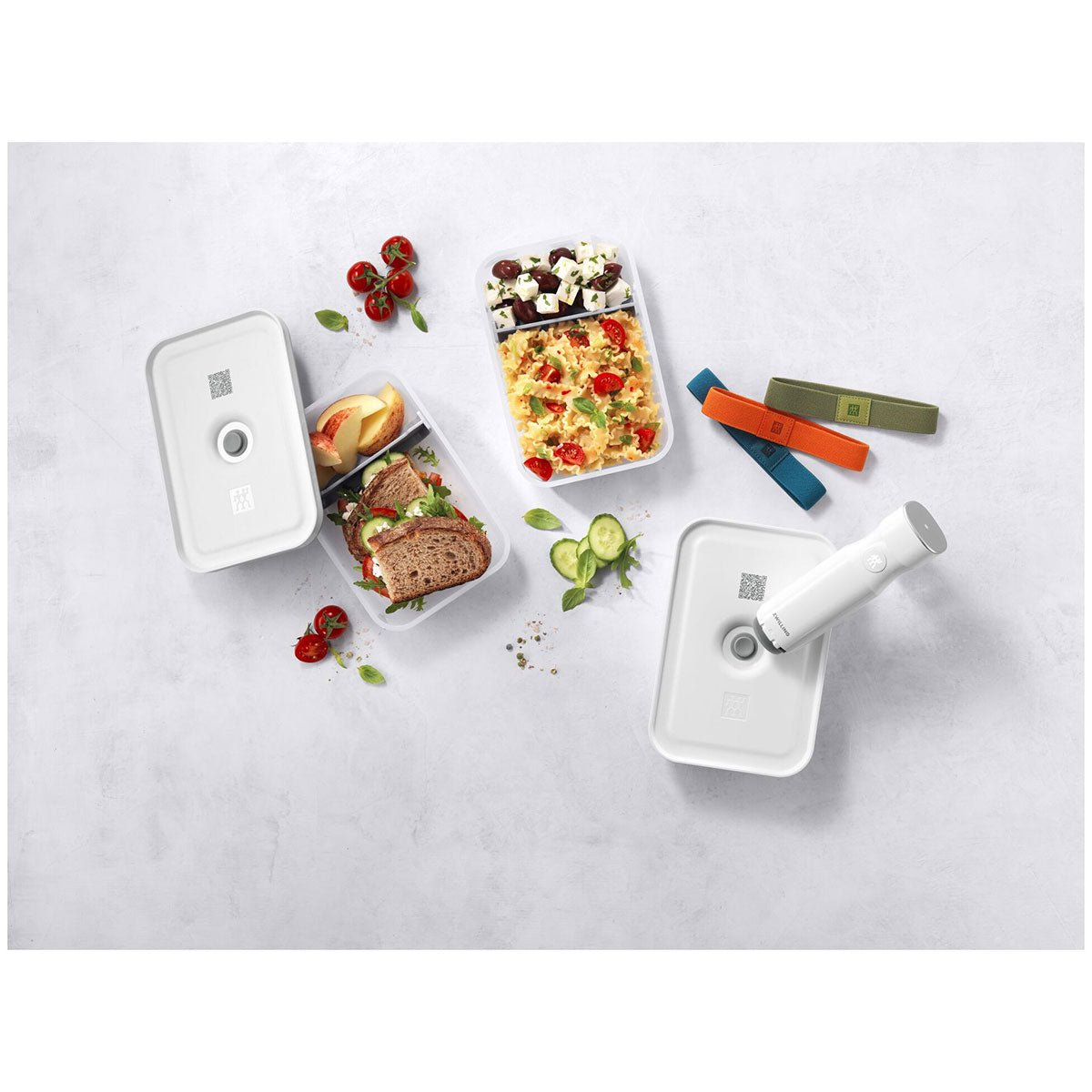 Vakuum - matboks - sett, L flat, 1.000ml / 6 deler, Plast, Semitransparent - Grå - ZWILLING FRESH - VAKUUM - Me & Max AS
