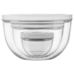 Vakuumskålsett med vakuumlokk S/M/L / 6 - deler, Glass, Hvit - ZWILLING FRESH - VAKUUM - Me & Max AS