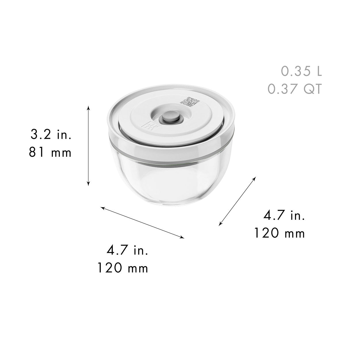 Vakuumskålsett med vakuumlokk S/M/L / 6 - deler, Glass, Hvit - ZWILLING FRESH - VAKUUM - Me & Max AS