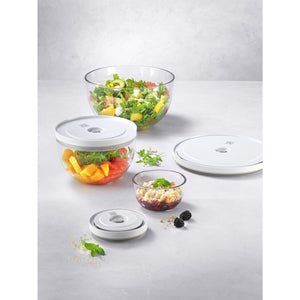 Vakuumskålsett med vakuumlokk S/M/L / 6 - deler, Glass, Hvit - ZWILLING FRESH - VAKUUM - Me & Max AS