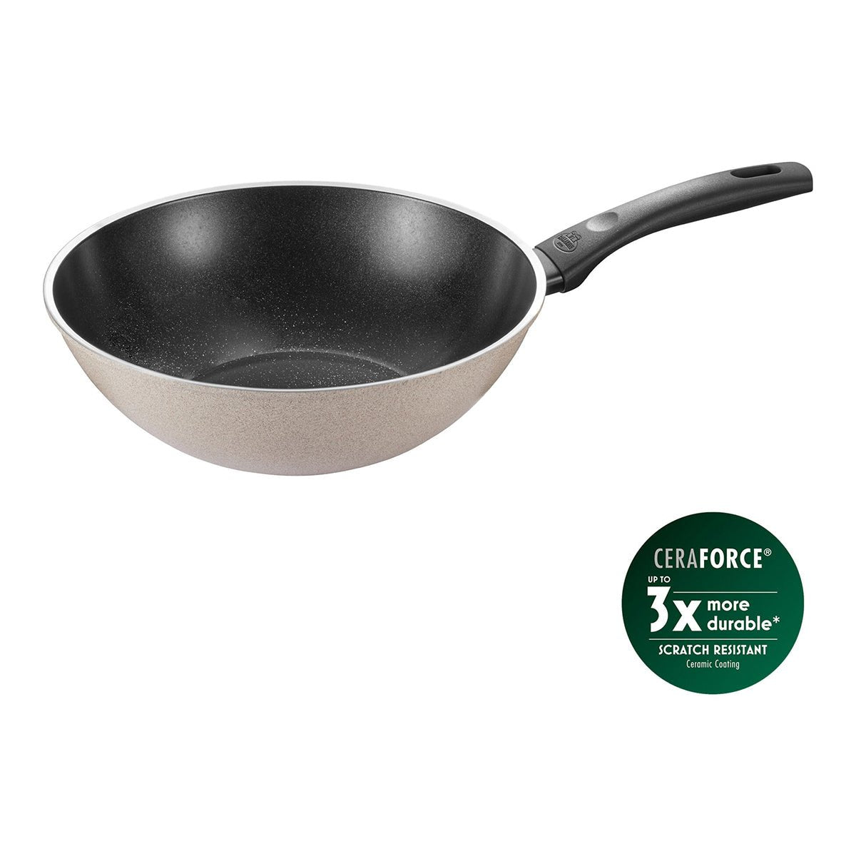Wok, 28cm, aluminium, CERAFORCE Black non - stick - belegg - BALLARINI LEDRO - STEKEPANNE - Me & Max AS